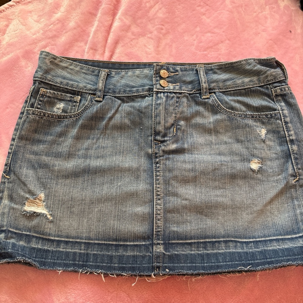 Old Navy Distressed Blue Mini Skirt